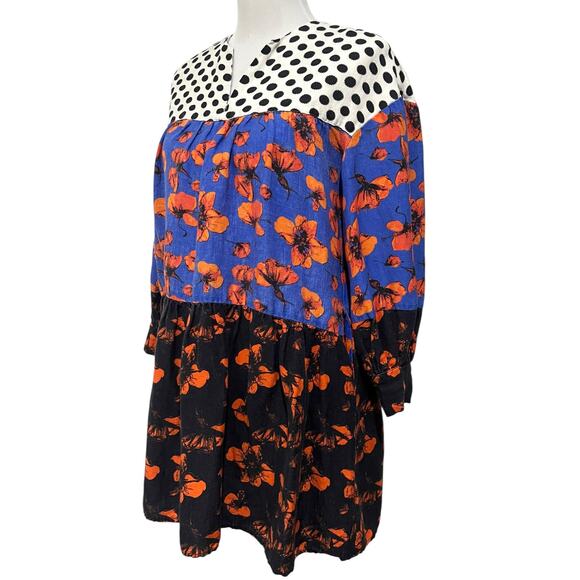 Anthropologie Dhruv Kapoor Mirabel Floral Tiered Dress Linen Blend Womens Sz XS - Picture 4 of 11